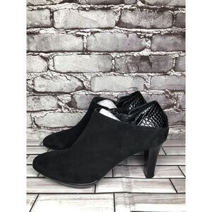 AQUATALIA Black Suede Suede Croc Side Zip Heel Ankle Booties Women’s 11M US/42EU